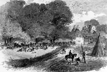 Dans les champs de houblon du Kent, en attente de paiement, 1867